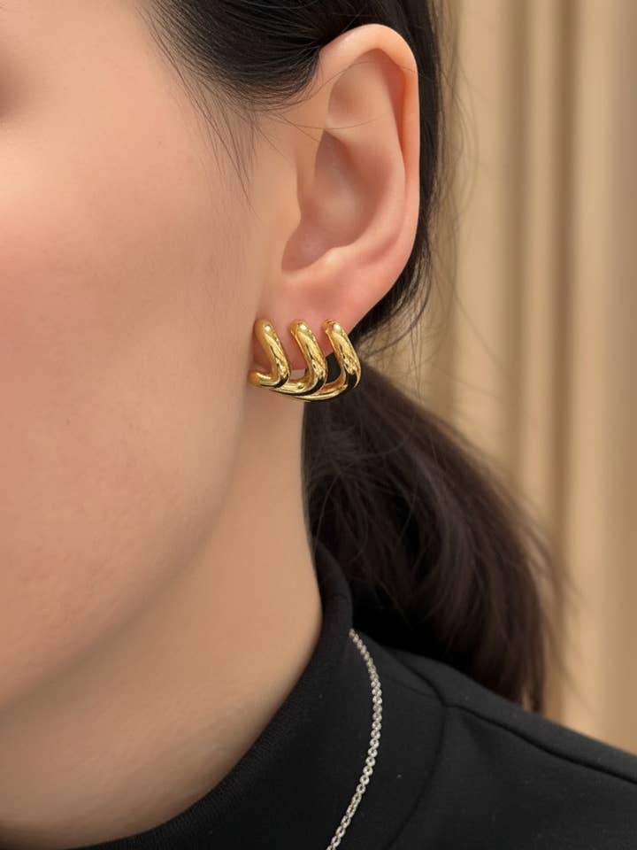 Stainless steel earrings 124AQ519 for wholesale by BYREN | ÉLINE L'ATELIER