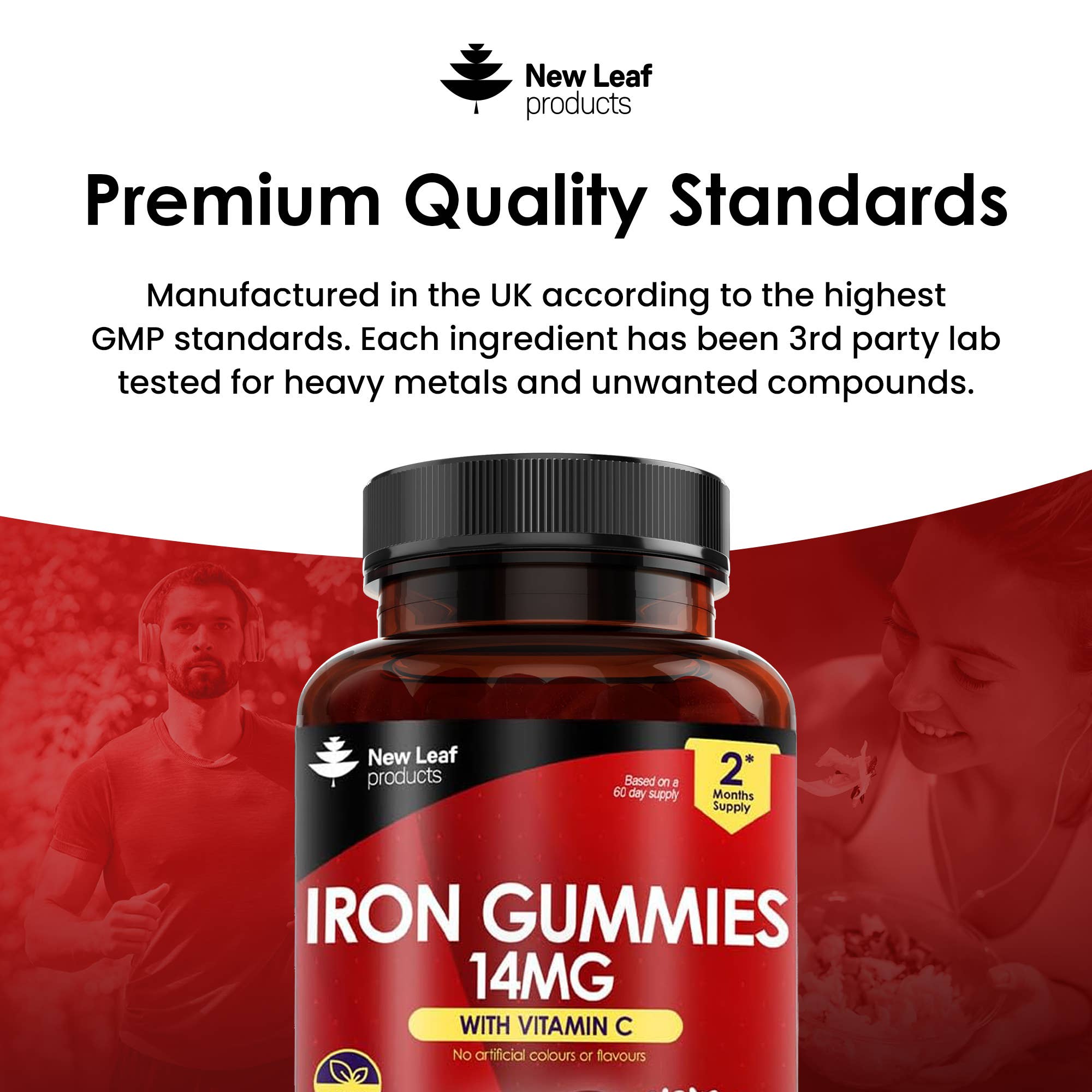 New Leaf products Ltd – wholesale Oral supplement/vitamin – Iron Gummies 14mg - 120 Iron Supplements Enriched Vitamin C4