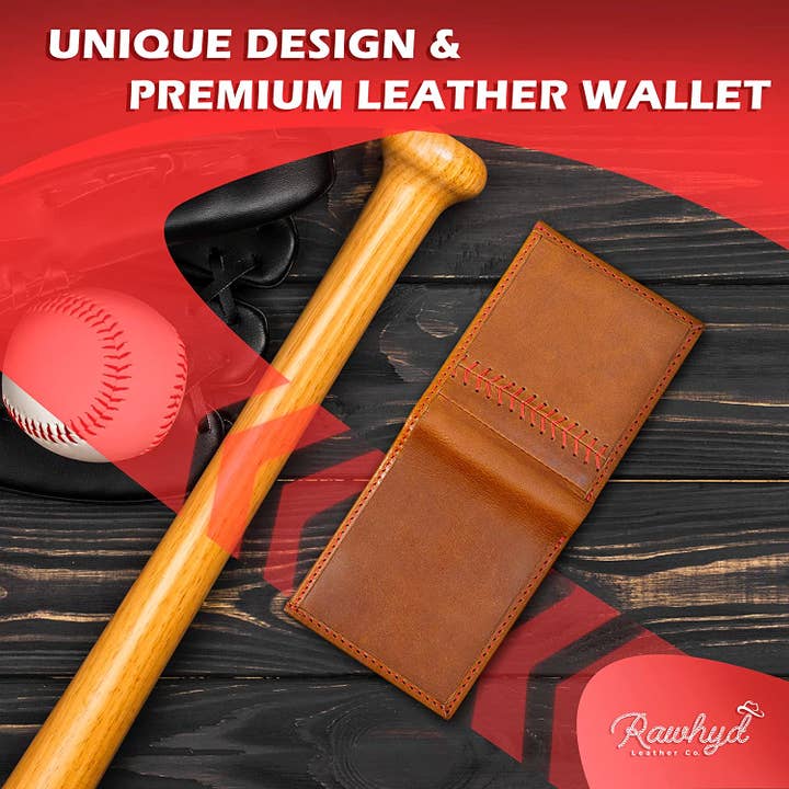 RAWHYD Leather Co. - Wholesale Wallet - Men's - RAWHYD - Baseball Stitch Bi-fold Leather Wallet - 3 4/8" x 4 5/8"5