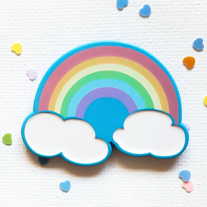 Pastell Kawaii Anstecker mit Regenbogen und Wolken, 1,5 Zoll, weich emailliert für den Großhandel von Atomik Cupcake Designs