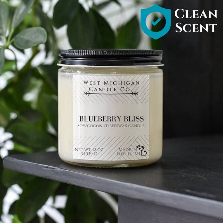 West Michigan Candle Co - Wholesale Jar/filled candle - Blueberry Bliss Soy Wax Blend Scented Candle | Bakery Candle | Non-Toxic| Handmade