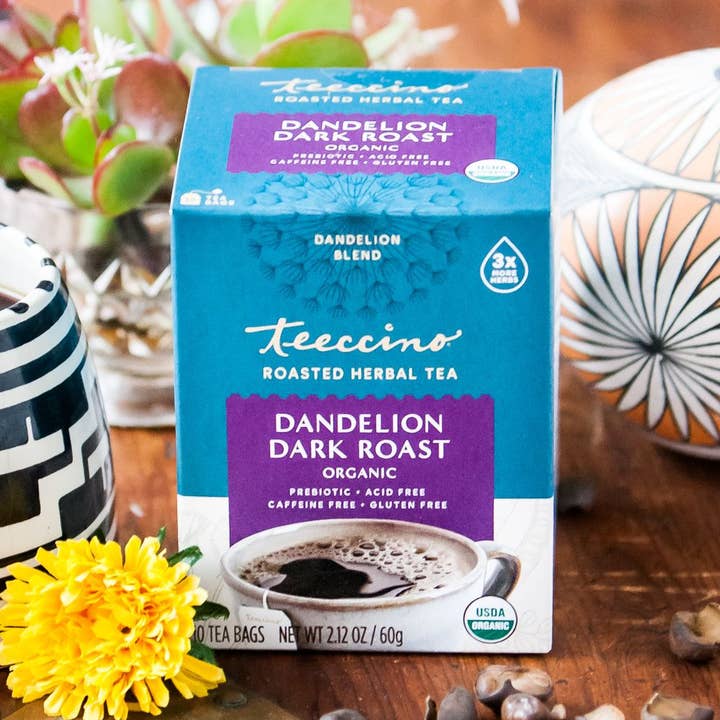 Dandelion Dark Roast Prebiotic Caffeine Free Tea 10ct for wholesale by Teeccino