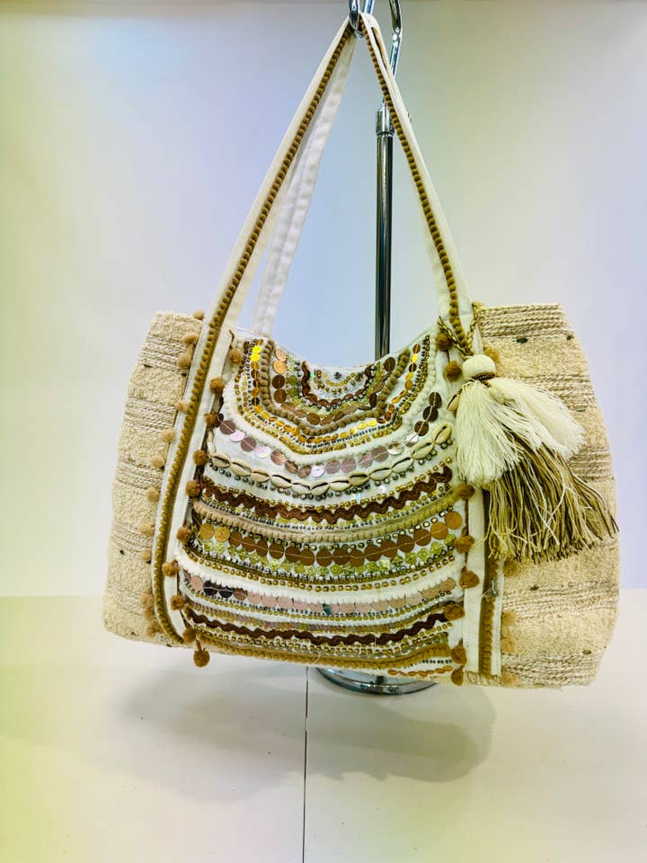 Embellished shell tote for wholesale by Ranee's Accessories
