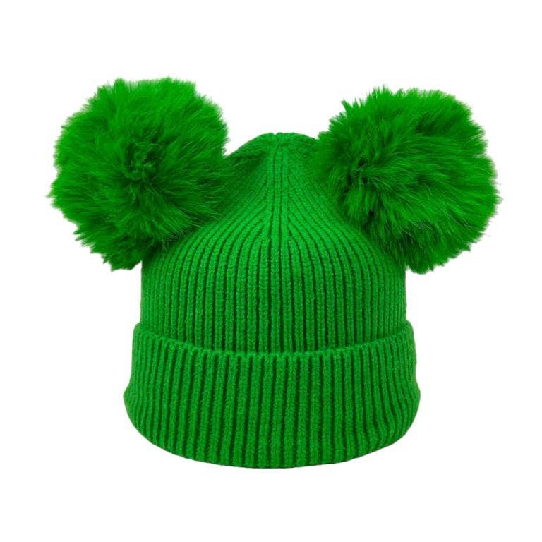 Multicolour Wool and Cashmere Hat with 2 Removable Pompoms. Rebates for wholesale on Faire1