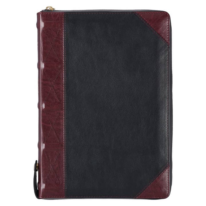 KJV Study Bible Faux Leather, Burgundy/Black w/zipper for wholesale by Christian Art Gifts