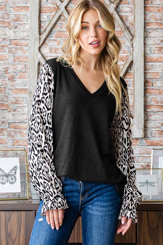 HEIMISH - Wholesale Knit Top - Women's - ET7371-10 LONG SLEEVE SOLID THERMAL AND ANIMAL TOP7