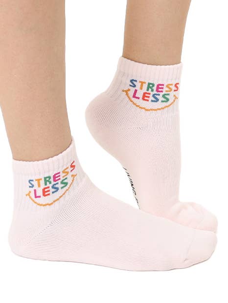 Living Royal - Wholesale Socks - Unisex - Classic Ankle Socks w/ Ribbed Tubing - "Stress Less" - Beige