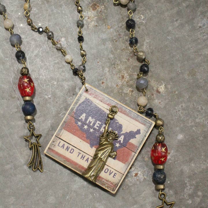 The Primitive Peddler, Inc. - Wholesale Pendant/Charm Necklace - Land That I Love Layered Lariet Necklace