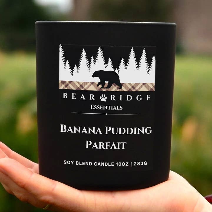 Banana Pudding Parfait 10 oz Candle for wholesale by Bear Ridge Essentials