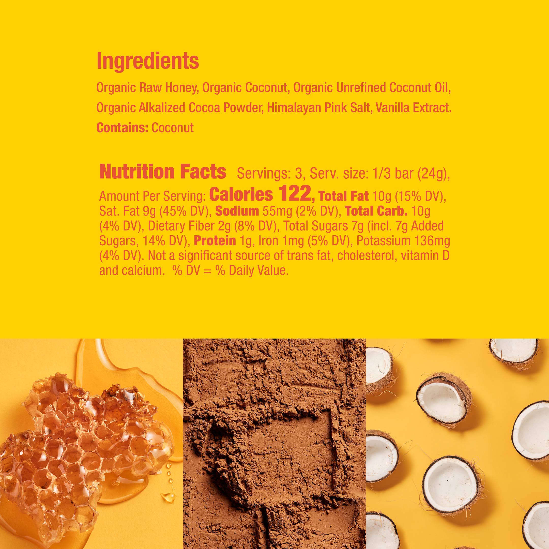 Honey Mama's - Wholesale Chocolate Bar - Coconut Cocoa Truffle Bar 2.5oz. (12 count)1