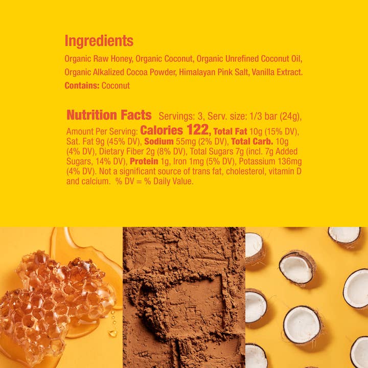 Honey Mama's - Wholesale Chocolate Bar - Coconut Cocoa Truffle Bar 2.5oz. (12 count)1