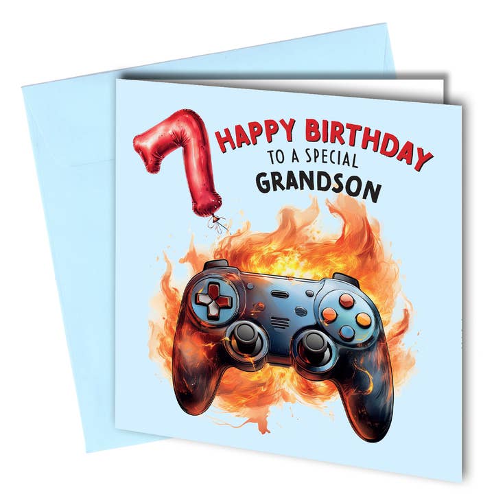 Carte spéciale pour le 7e anniversaire de petit-fils #1764 pour la vente par Close to the Bone Greeting Cards and Gifts