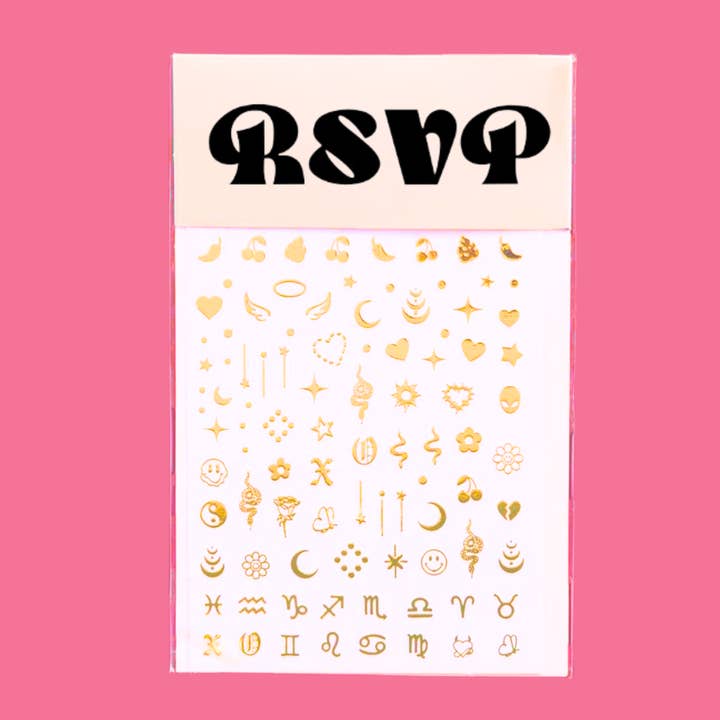 Set di adesivi per unghie cromati dorati per la vendita all'ingrosso da parte di RSVP NAIL