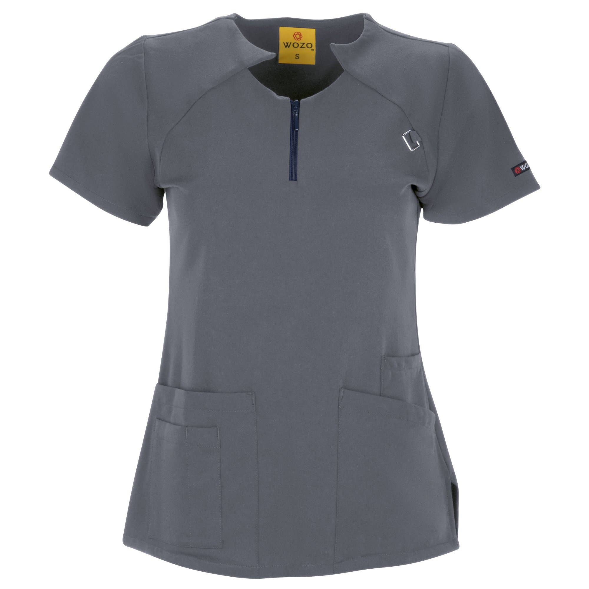 Wozo Uniforms - Wholesale Healthcare Uniform - Women's - ANTIMICROBIAL YAMI GRACEFUL 4 POCKET SCRUB TOP XXS-5XL / GRE0
