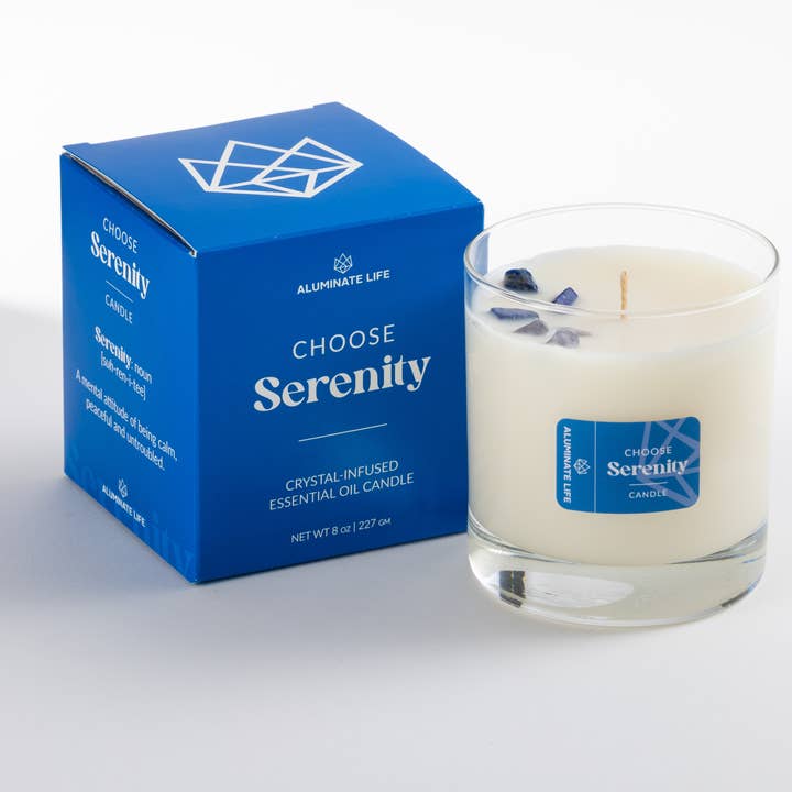 Aluminate Life - Wholesale Jar/Filled Candle - Serenity Crystal Essential Oil Scented Candle0
