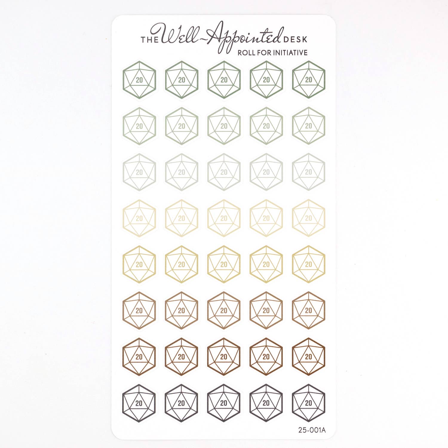 The Well-Appointed Desk - Wholesale Sticker - Roll For Initiative D20 Dice Sticker Sheet (25-001)3