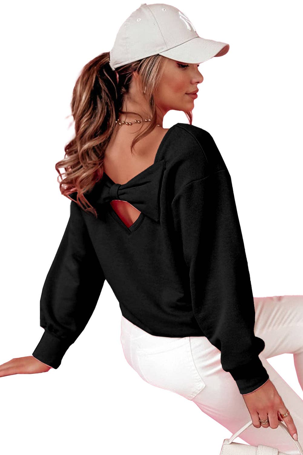 Amaryllis Apparel - Wholesale Sweatshirt - Women's - Back Bowknot Sweatshirt35