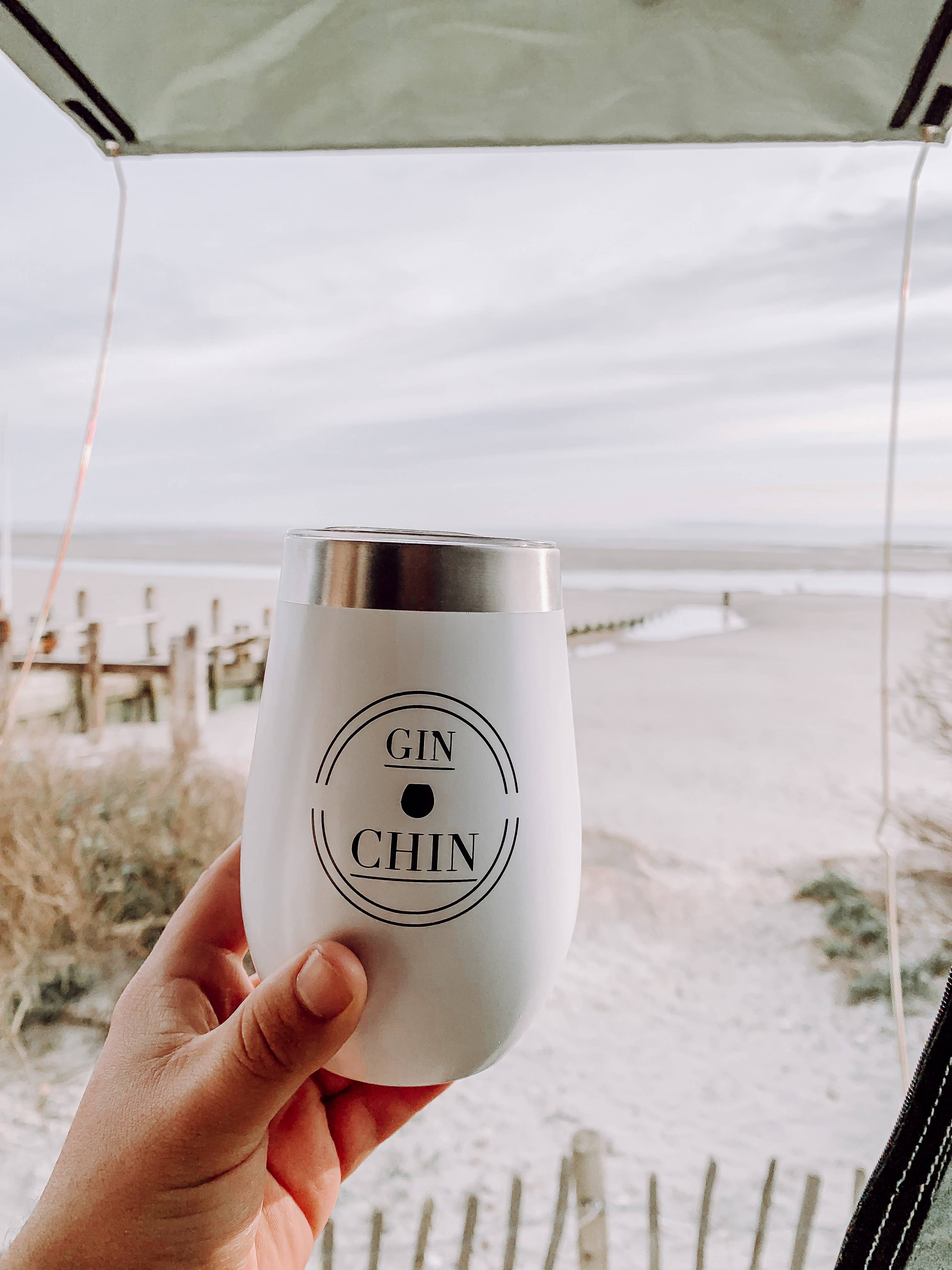 GIN CHIN – wholesale Insulated mug/tumbler – Gin Chin 12Oz Insulated, Stainless Steel Tumbler - White5