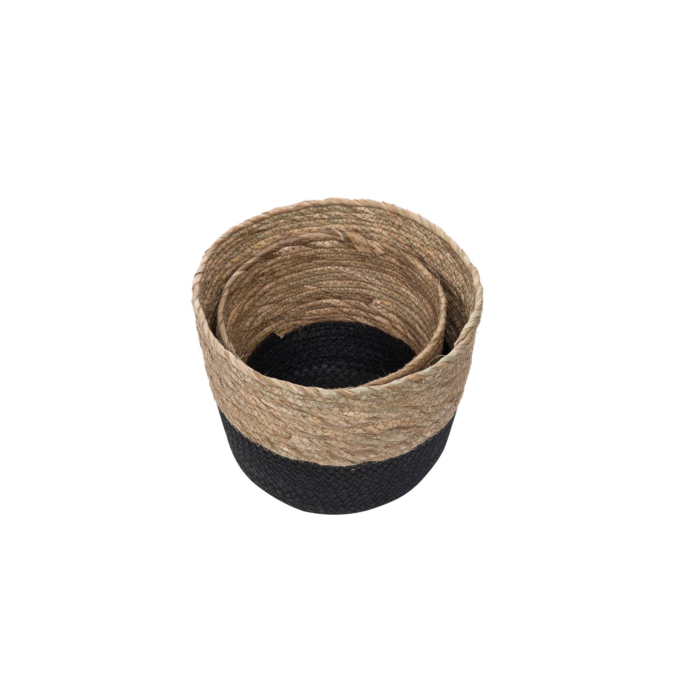 Foreside Home & Garden - Wholesale Basket - SALE - Aldis Set 2 Large Black & Cattail Storage Gift Basket3