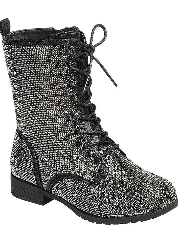 Mars Sky Shoes Wholesale - Wholesale Boots - Kids - Forever GLISTEN-26K Kid Girl Dazzling Rhinestone Combat Boot