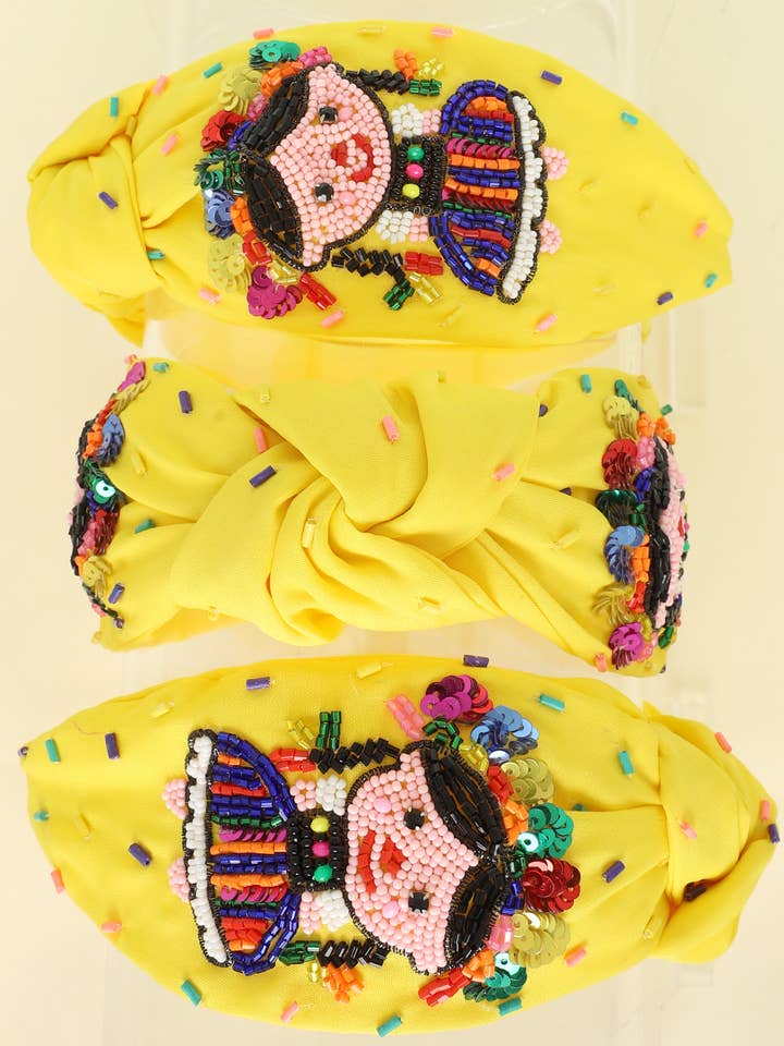 Fiesta Mexican Girl Beaded Top Knotted Headband for wholesale by SP Sophia Collection