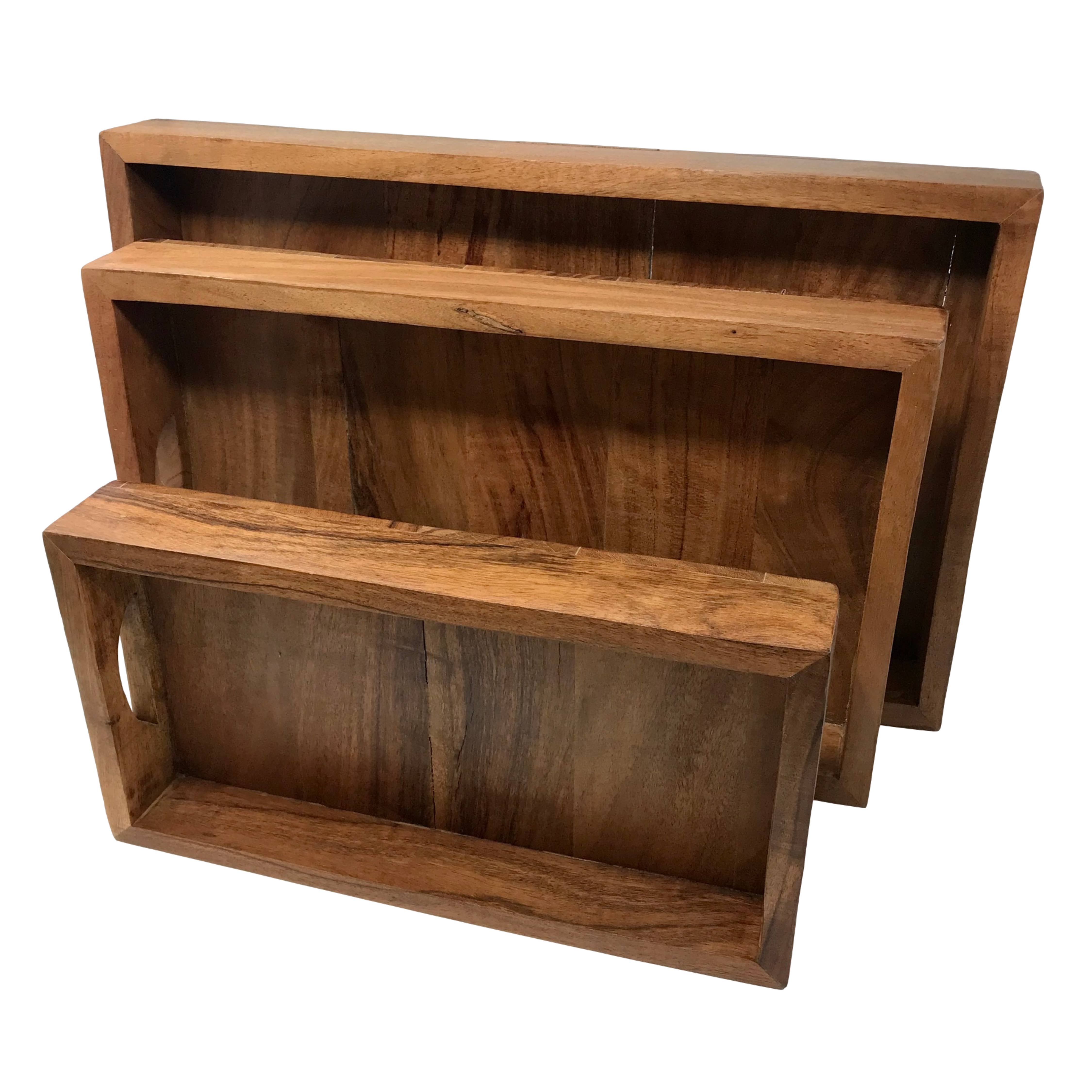 Wilco Home - Wholesale Serving Tray - Set of 3 "Cocktail" Acacia Wood Charcuterie Trays6