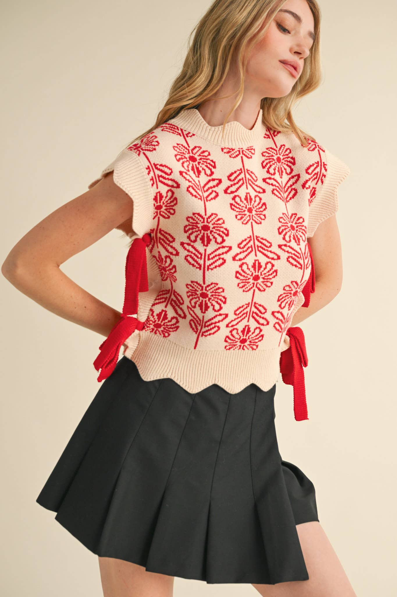 &MERCI – wholesale Tröjväst – Dam – MOCKNECK BLOMMIG TRÖJVÄST MSW1074318