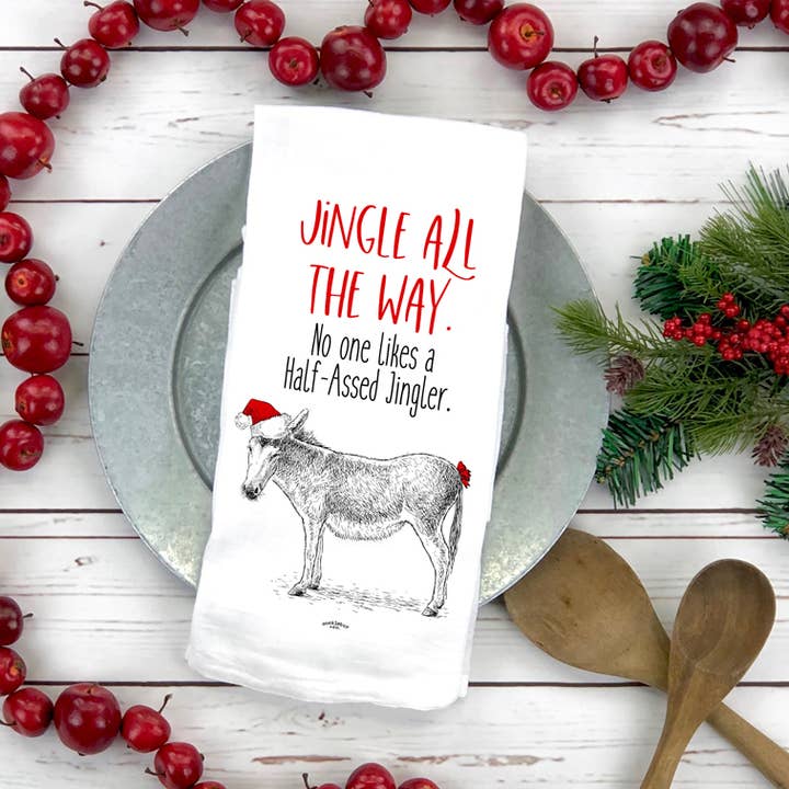 Jingle all the Way - Donkey Flour Sack Towels for wholesale by Cocklebur & Co.