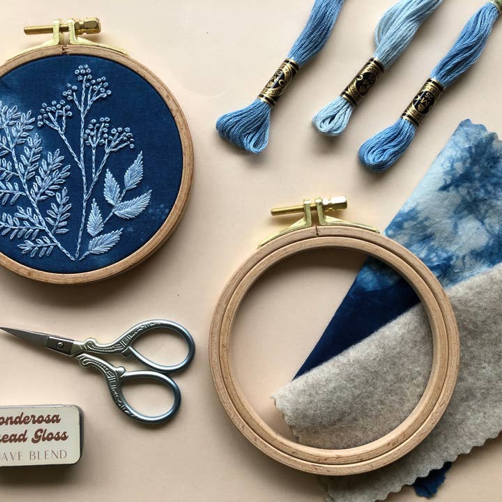 MCreativeJ - Wholesale Embroidery/Cross Stitch Supplies - Cyanotype Botanicals - Botanical Embroidery Kit for Beginners3