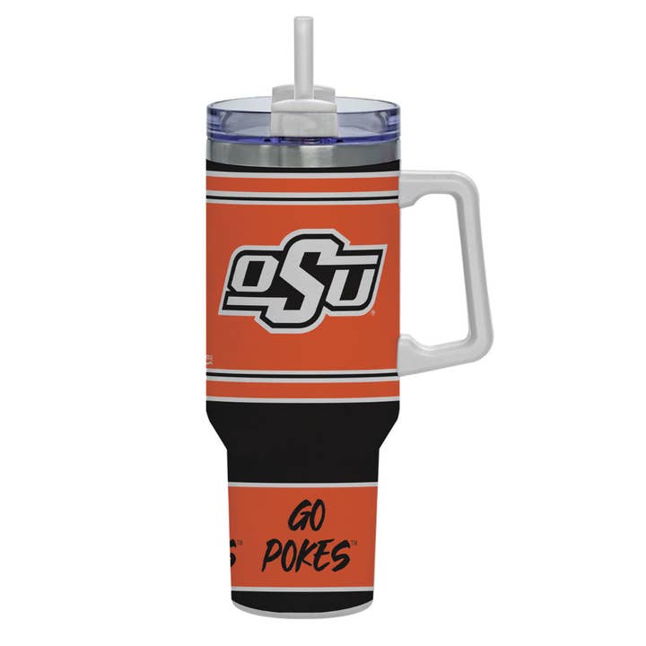 40oz Oklahoma State Cowboys Rocky Slogan Tumbler for wholesale by Indigo Falls