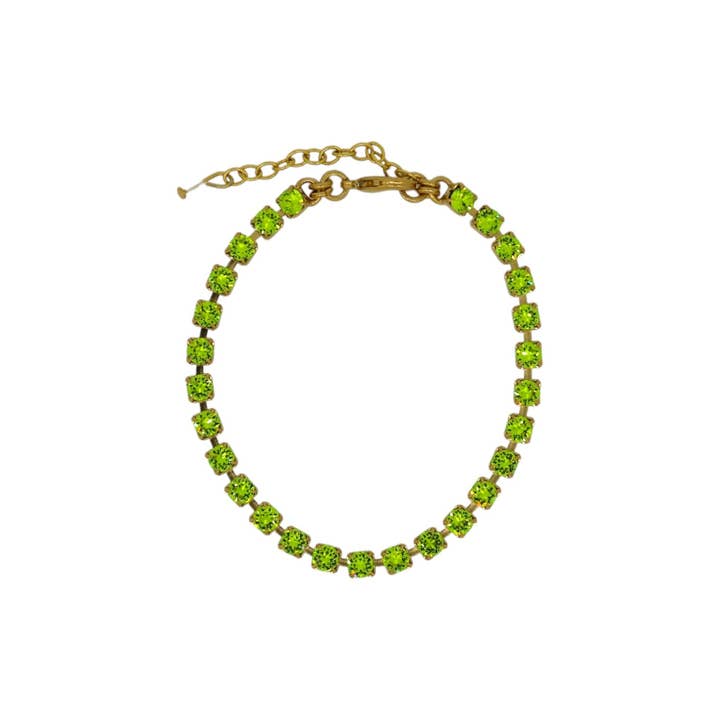 De groene tennisarmband in goud voor wholesale door VICKISARGE