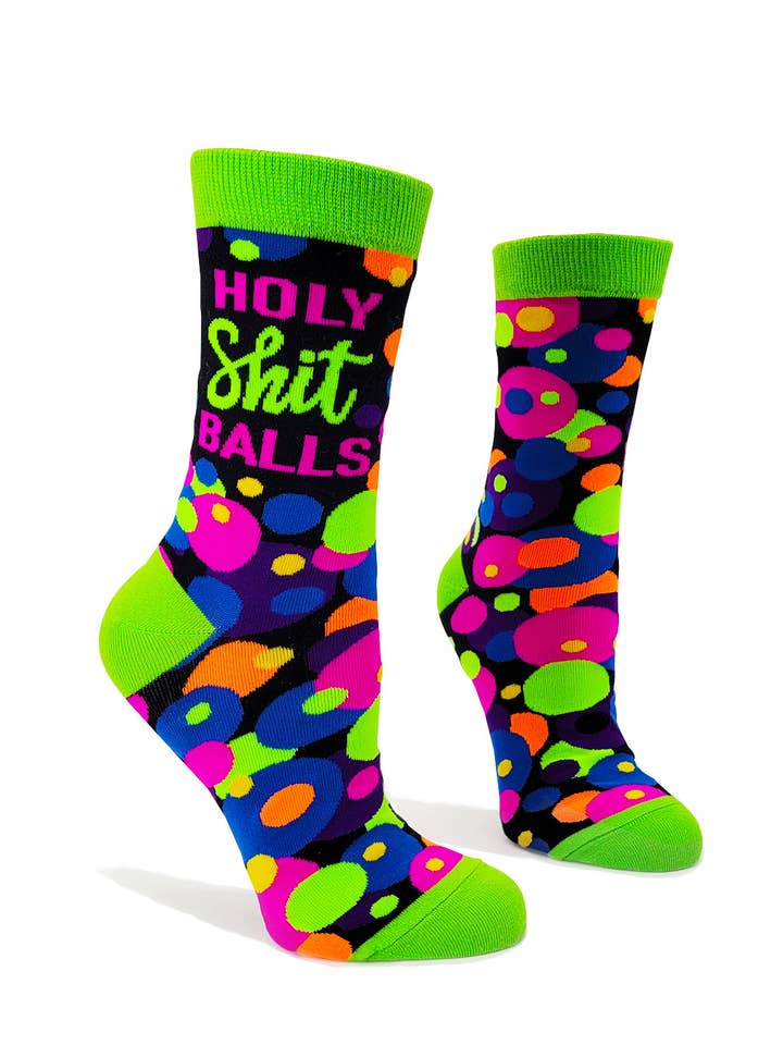 Fabdaz - Wholesale Socks - Women's - Funny Holy Shit Balls Ladies' Novelty Crew Socks
