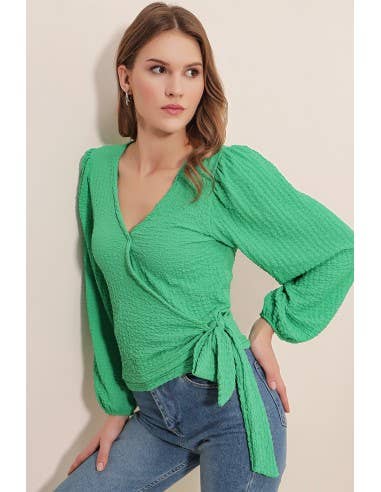 Mani Textile - Wholesale Blouse - Dames - Cache Coeur hemd - Groen1