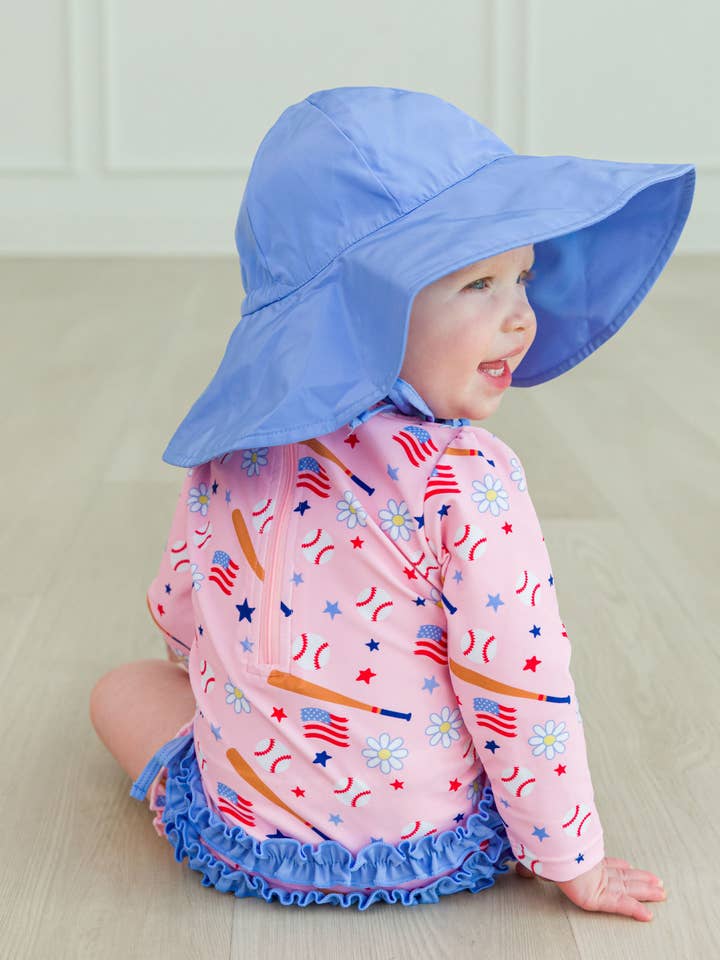 Rosa Costume da bagno intero con maniche lunghe e volant posteriori firmati per bambine, rosa, da baseball. in vendita all'ingrosso su Faire4