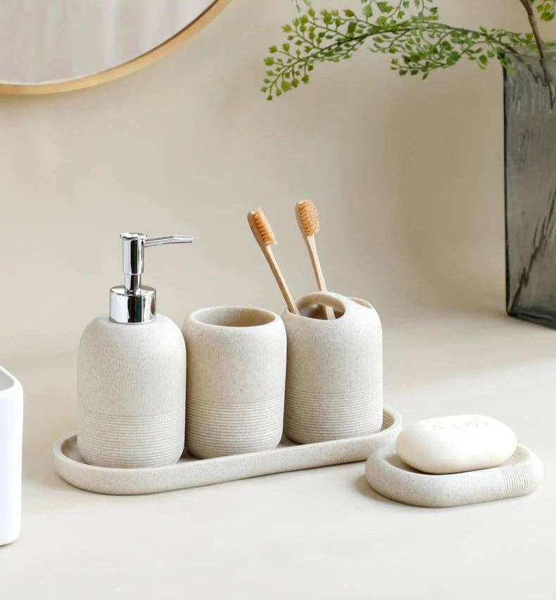 Beige 5Pcs Bathroom Accessories set for wholesale on Faire7