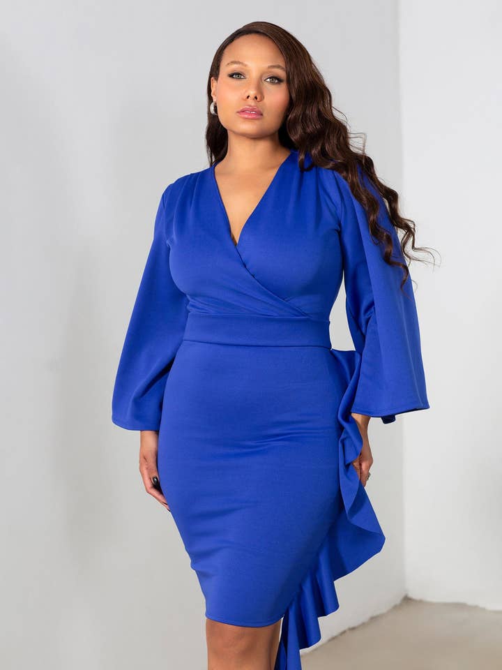 Vestido mini con volantes y mangas tipo kimono Sonnia para venta al por mayor de REBDOLLS