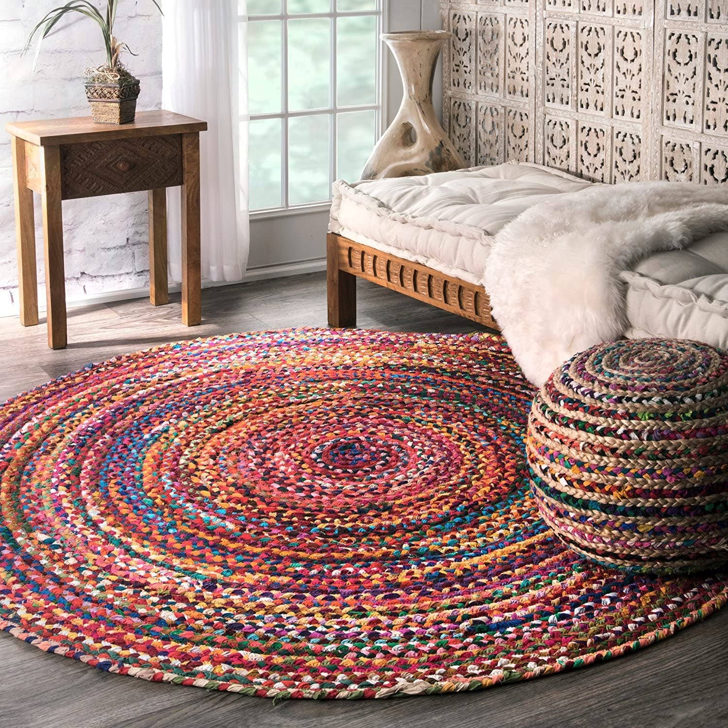 Wholesale SUNDAR Oval Multi Color Rug Braided with Recycled Fabric for your  store - Faire
