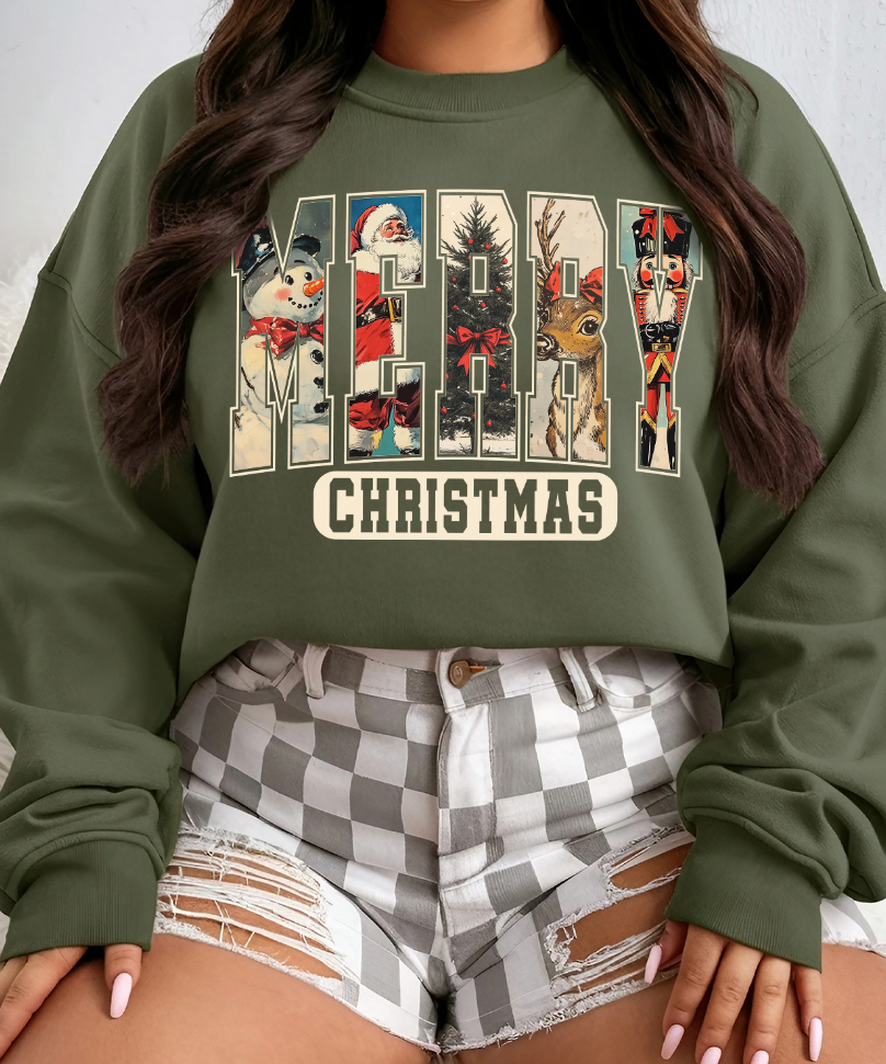 THE LATTIMORE CLAIM - Wholesale Graphic Sweatshirt - Women's - Vintage Merry Christmas0