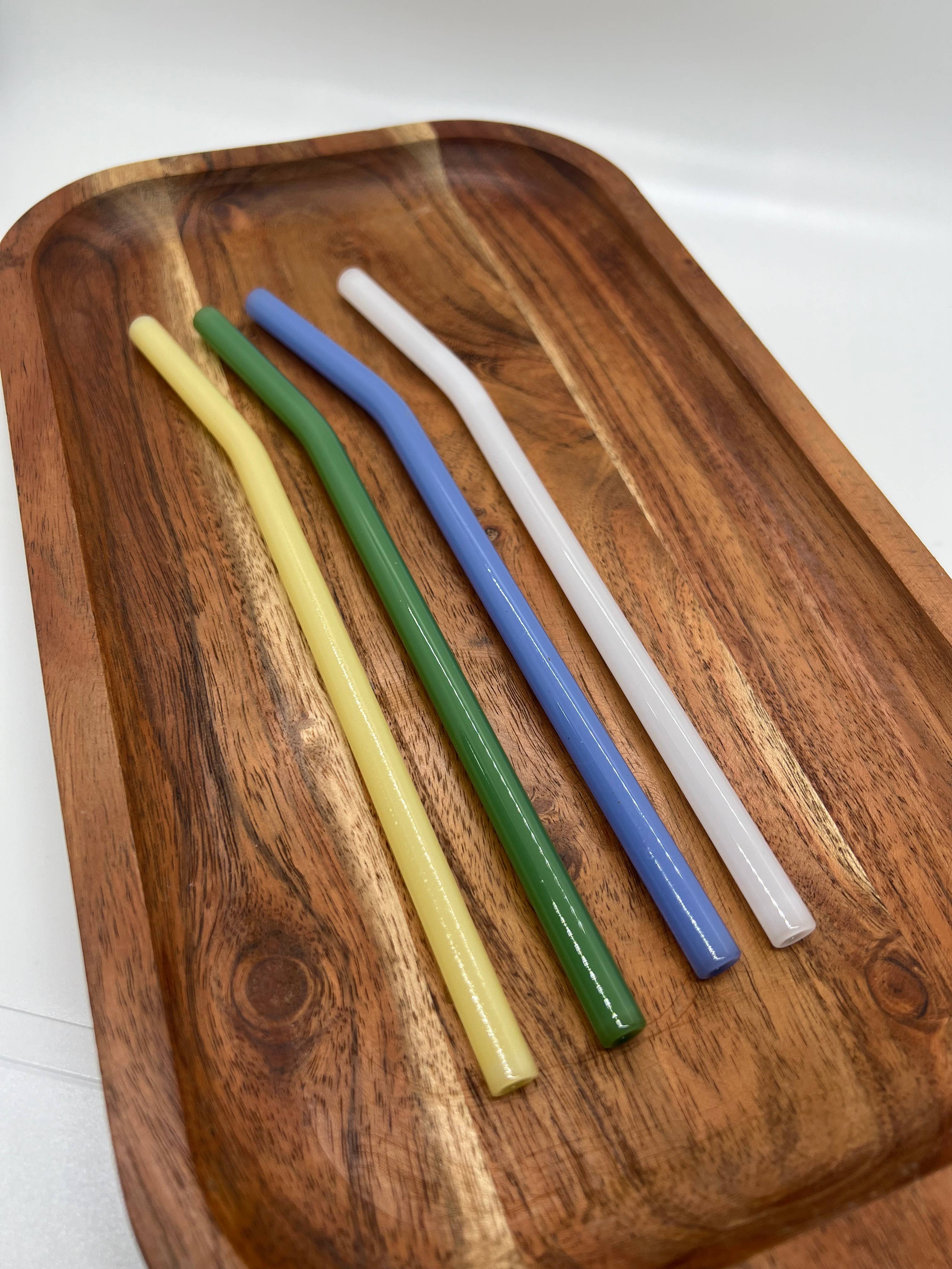 KDC Craft Shop - Vente Paille - Pailles incurvées réutilisables en verre - Plusieurs couleurs1