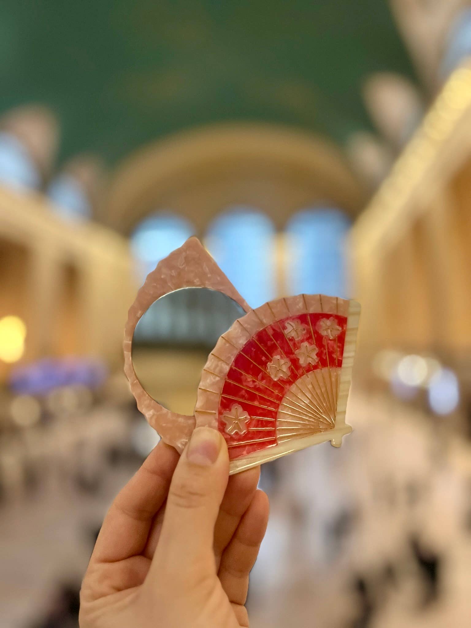 Solar Eclipse - Wholesale Compact Mirror - Hand-painted Blossom Fan Compact Mirror | Eco-Friendly3