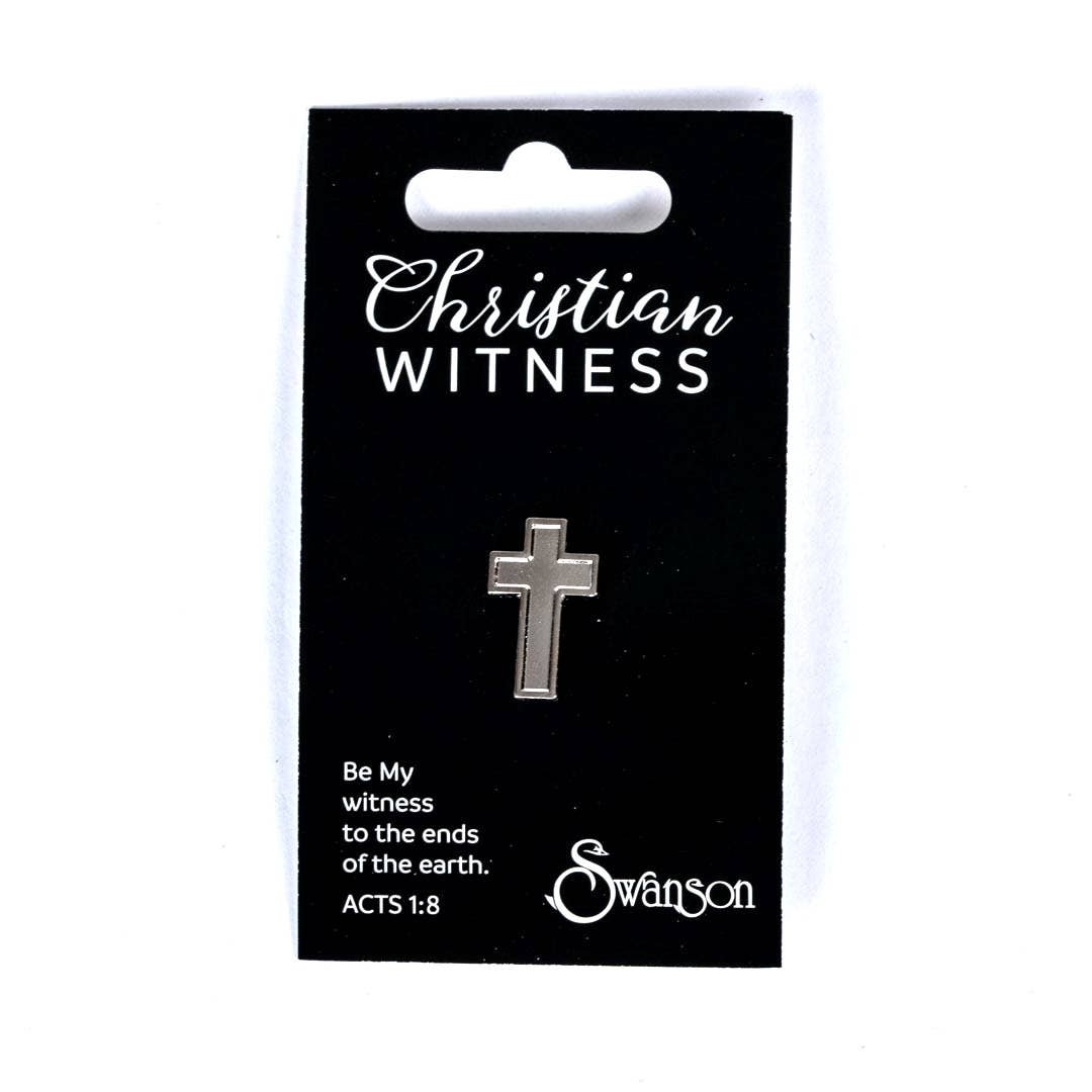 Swanson Christian Products - Wholesale Lapel Pin/Button - Lapel Pin Cross Silver Pk63