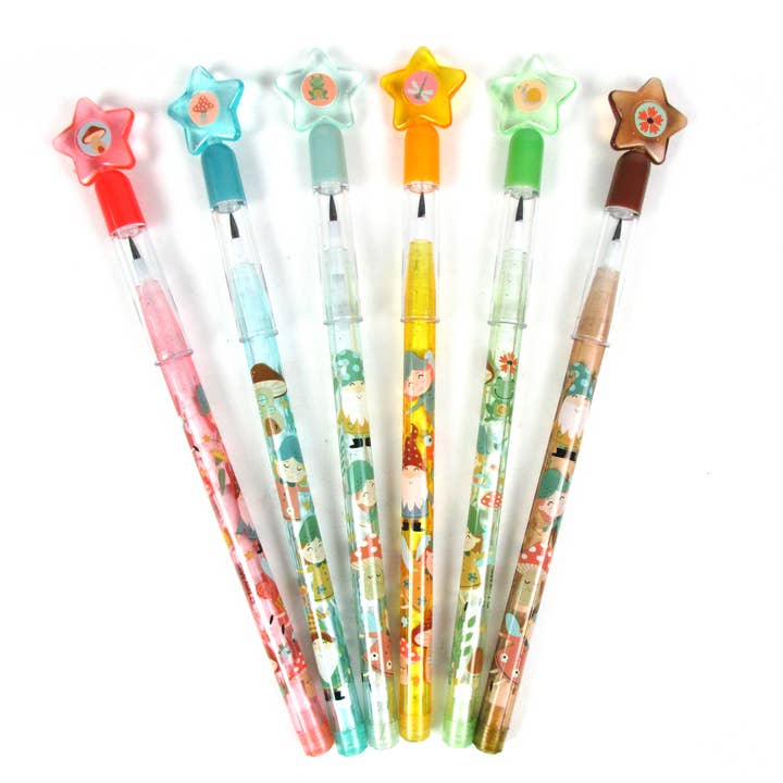 Tiny Mills - Wholesale Pencil - 24 Pcs Garden Gnomes Mushroom Fairies Multi-Point Pencils1