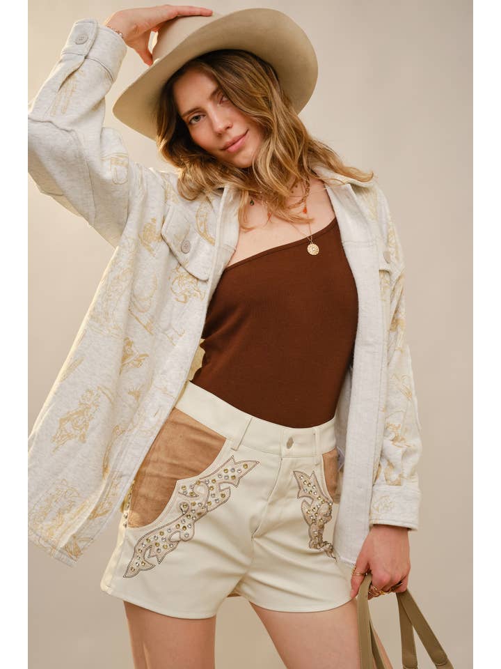 Blue B - Wholesale Shirt Jacket/Shacket - Women's - 37130J - All Over Western Long Sleeve Loose Fit Shacket1