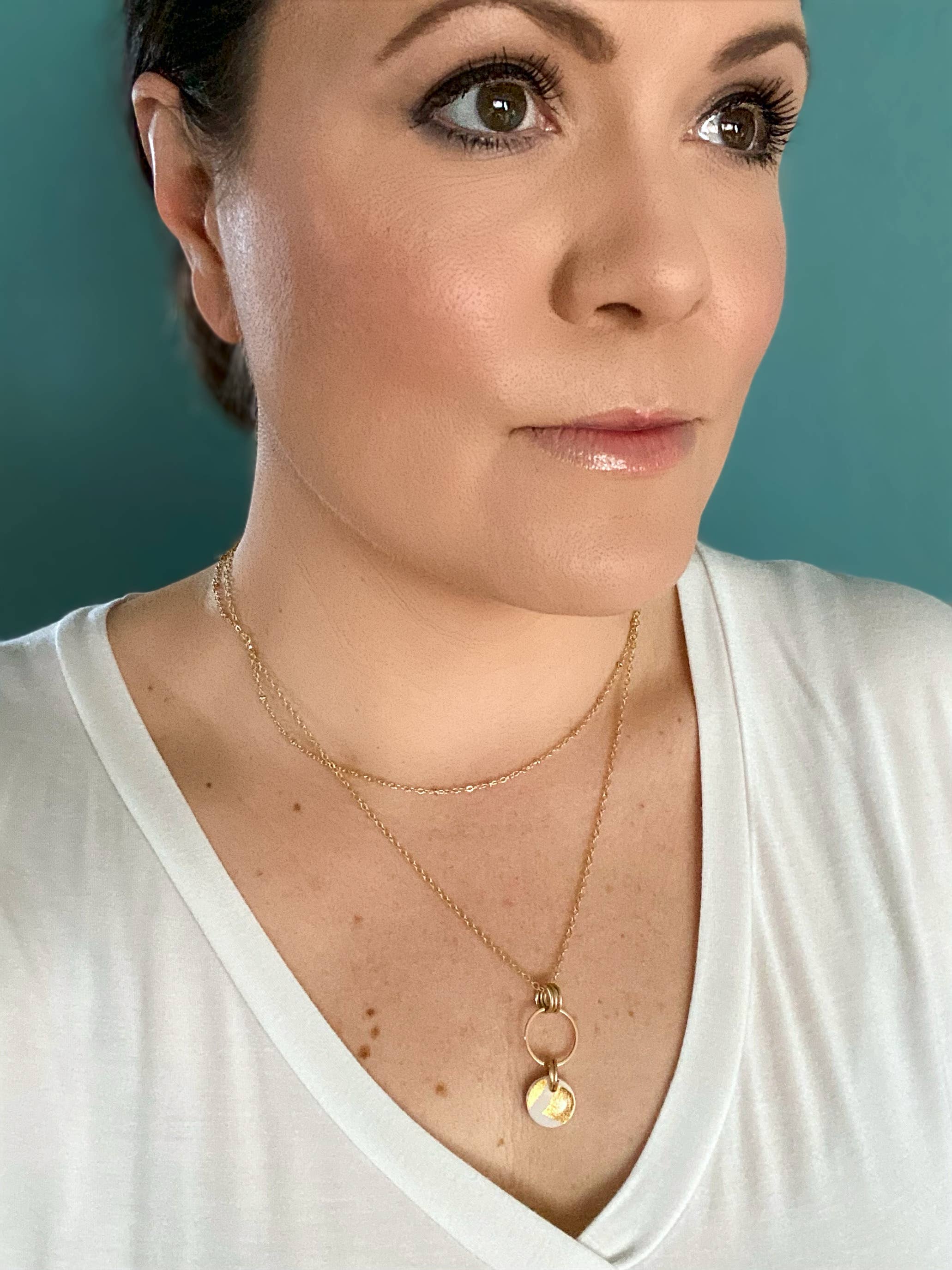 Light Shine - Wholesale Link & Chain Necklace - Paperclip Layering Necklace | Gold Plated Disc, Dainty Chain14