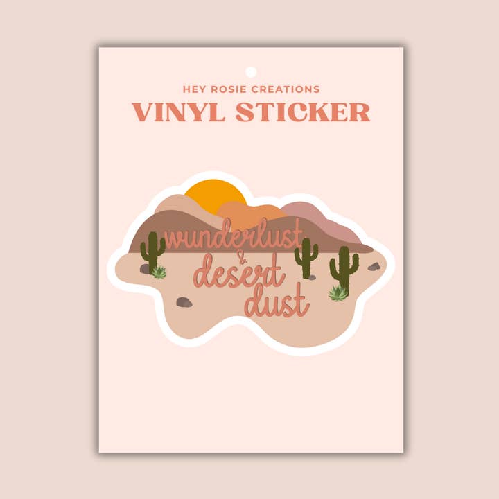 Wunderlust & Desert Dust klistermærke for engroshandel hos Hey Rosie Creations