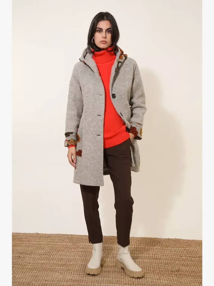 la maison des fibres naturelles - Wholesale Coat - Women's - Embroidered coat 99025 80% wool 20% polyester3