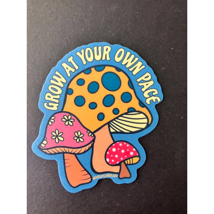 Grow at Your Own Pace Waterproof Vinyl Sticker for wholesale by Wildcard Graphic Design