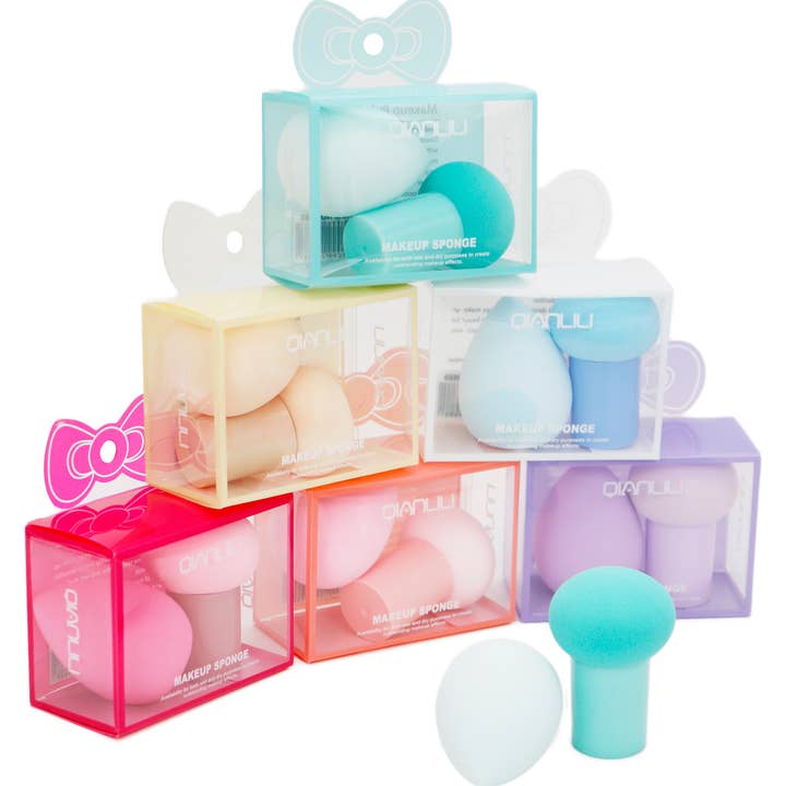Cap Zone - Wholesale Makeup Sponge/Blender - Pastel 2 pc Makeup Blender Puff Sponges - 12 pcs