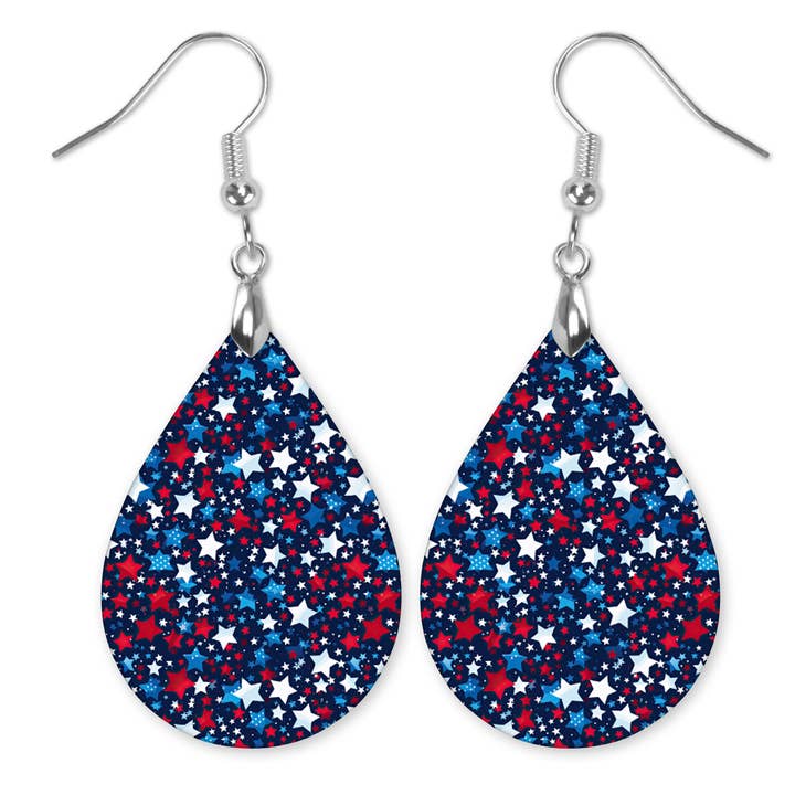 Patriotic Stars Dangle Earrings for wholesale by The Painted Pug