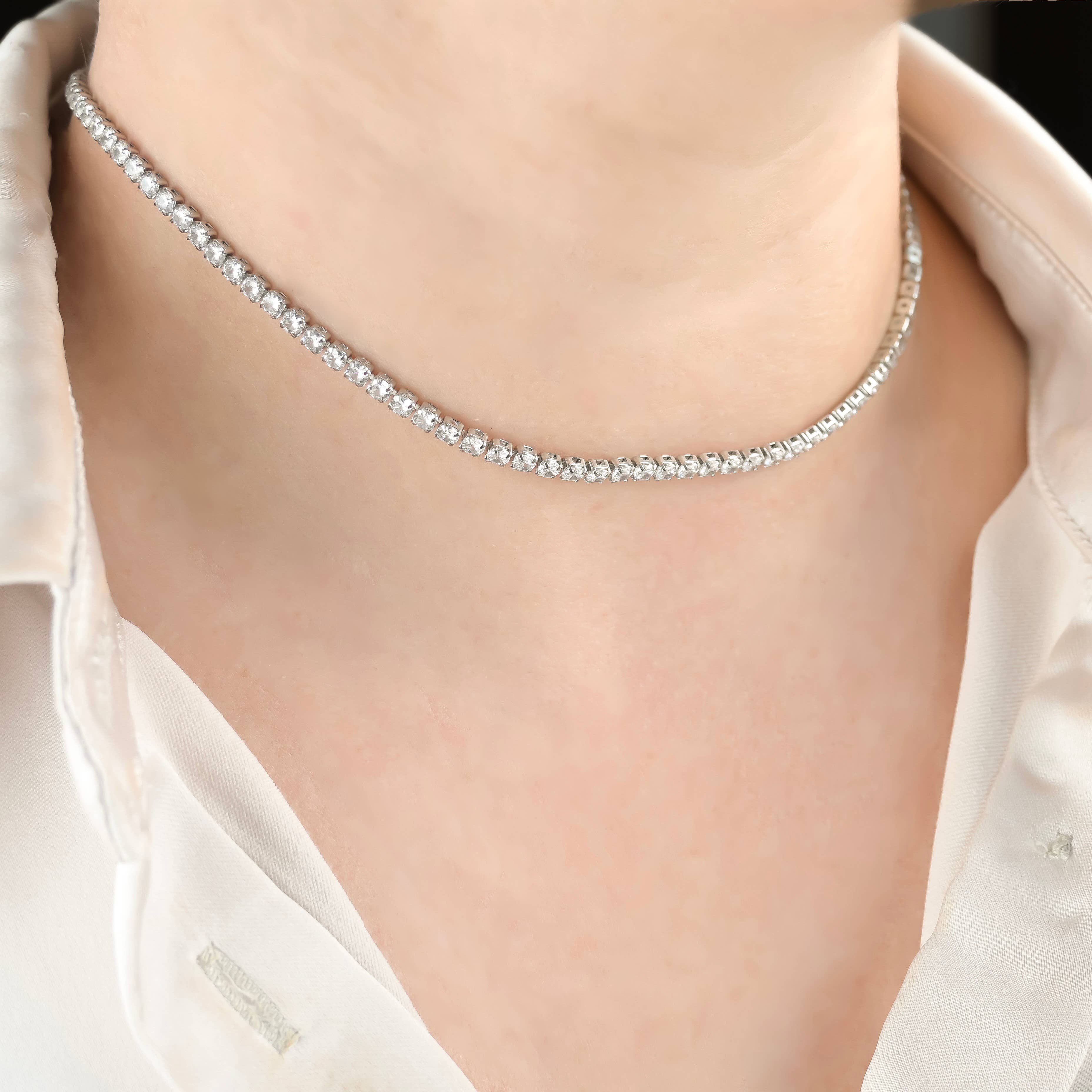 Blueyejewelry - Wholesale Link & Chain Necklace - Tennis Chain Necklace - Waterproof 18k Gold Diamond Choker4